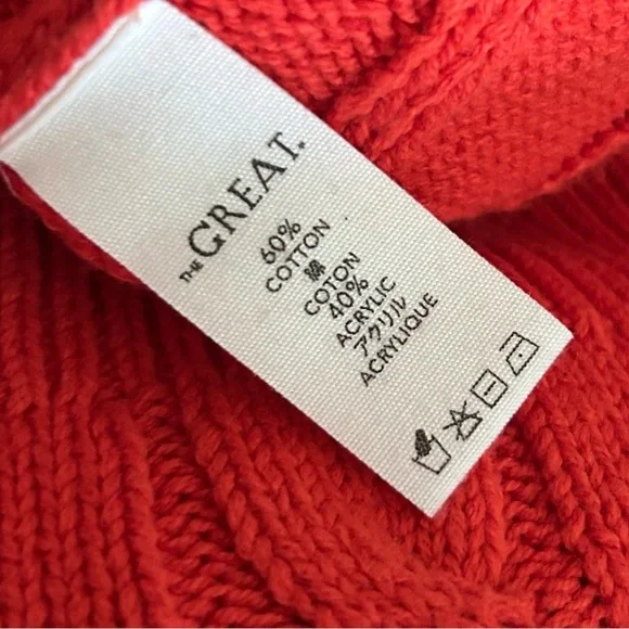 THE GREAT Cable Grandpa Cardigan in Habanero Orange Red Sz XS - Picture 11 of 11